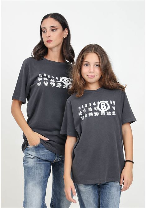 T-shirt a manica corta grigia per donna e bambina con stampa Numerique MAISON MARGIELA | M60671MM04AM6900